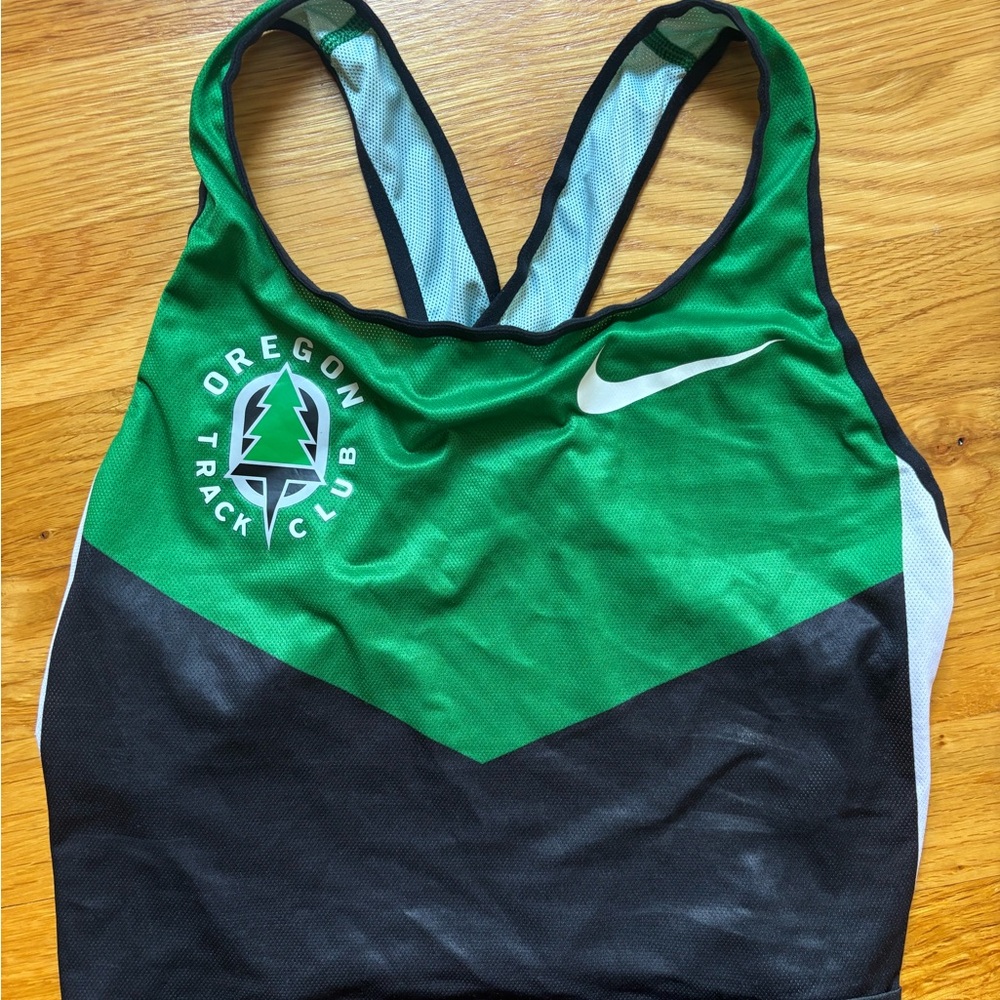 Nike Green and Black Racerback Race Top